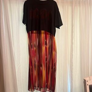 Black and Multicolor AC/DC Dress
